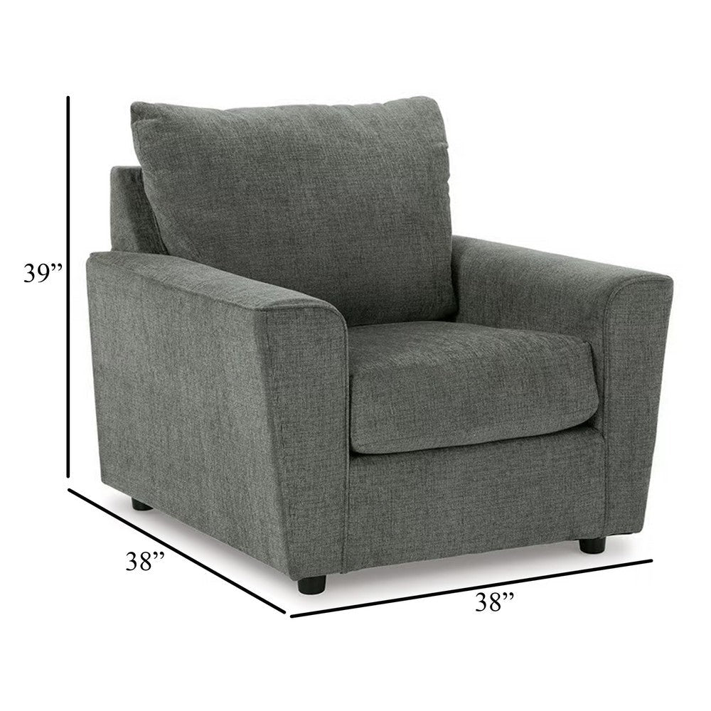 Ashley Ratty Armchair | 38’’ | Gray Polyester | Track Armrests | Welt Trims BM332942