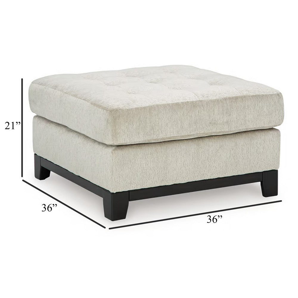 Ashley Maxo Accent Ottoman | 36’’ Square Plush Tufted Seat | Ivory Polyester BM332964