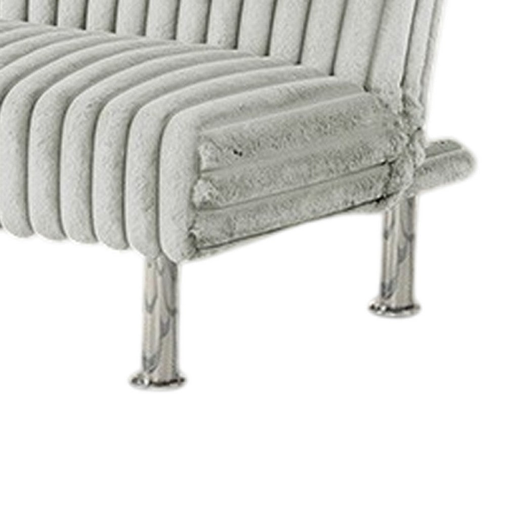 Hini Fold Out Futon Sofa Bed | Light Gray | Modern Chrome Metal Legs BM332984