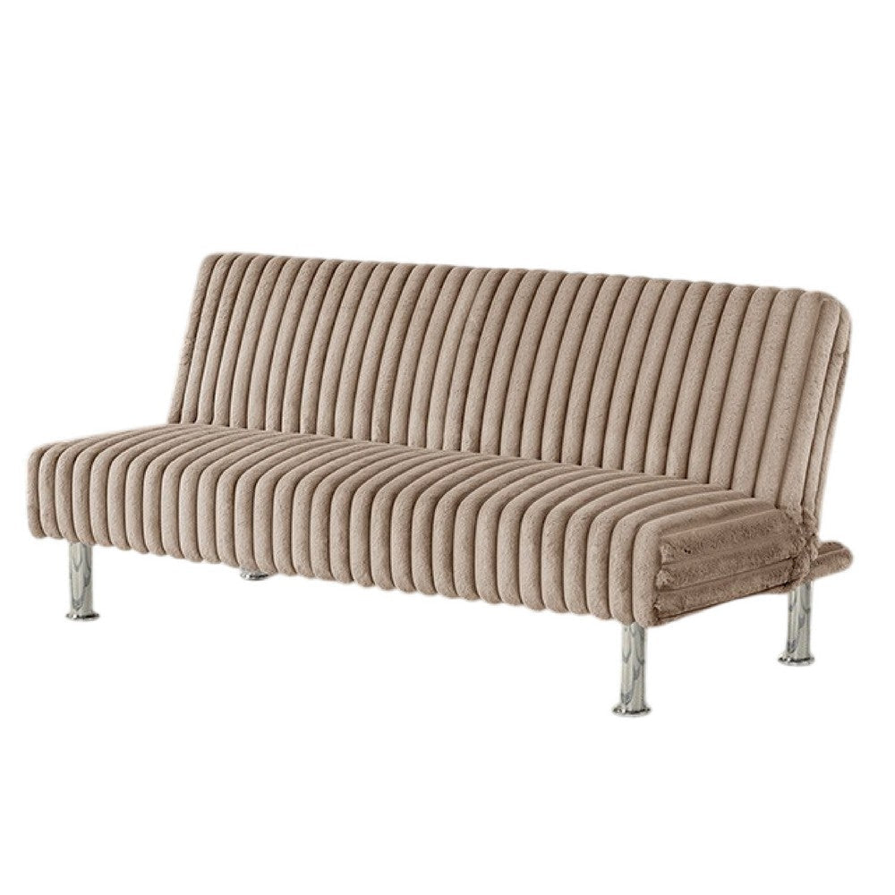 Hini Fold Out Futon Sofa Bed | Taupe Brown | Modern Chrome Metal Legs BM332986