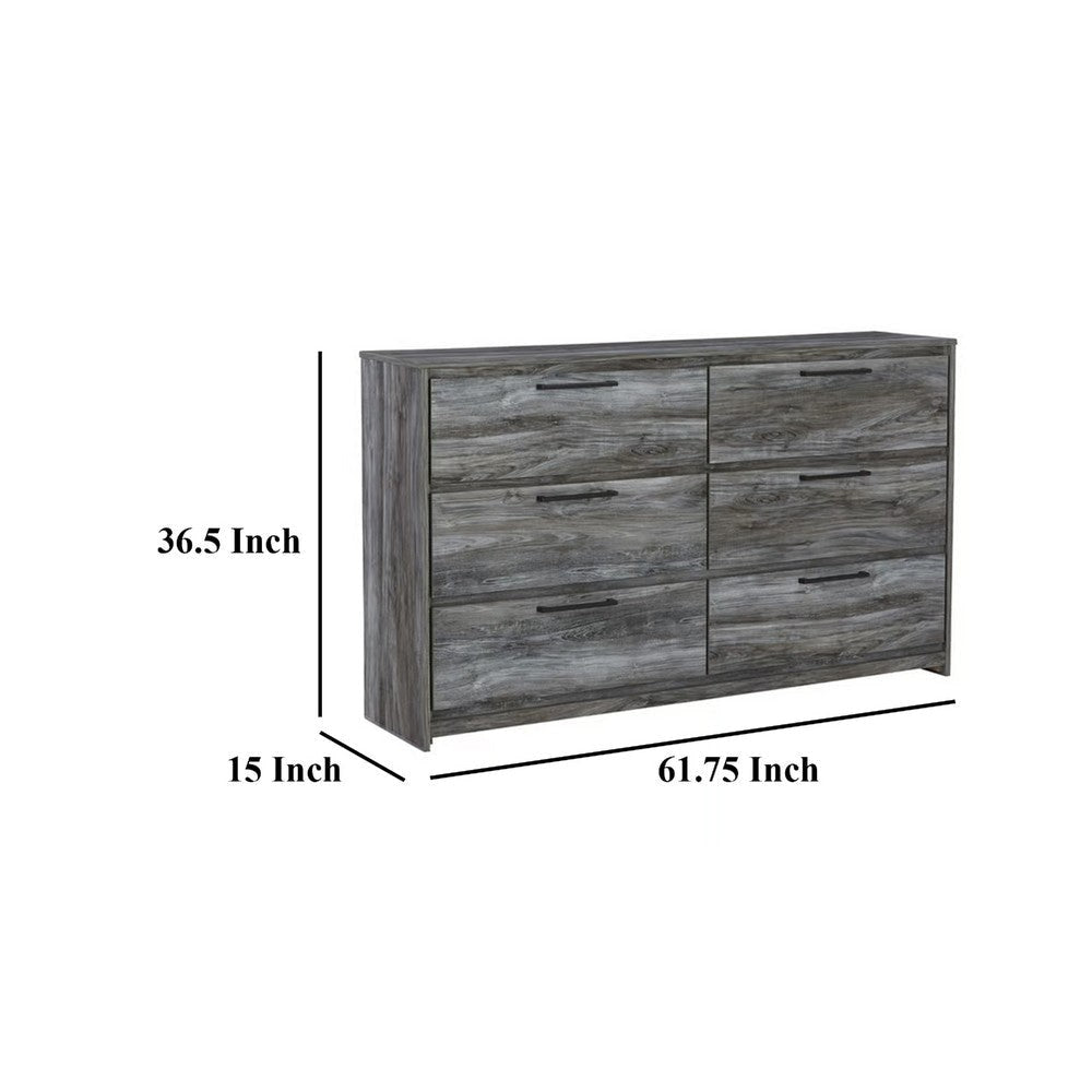 Ashley Bays 62’’ Dresser | 6 Drawers | Modern Farmhouse Laminate Smoky Gray BM333018