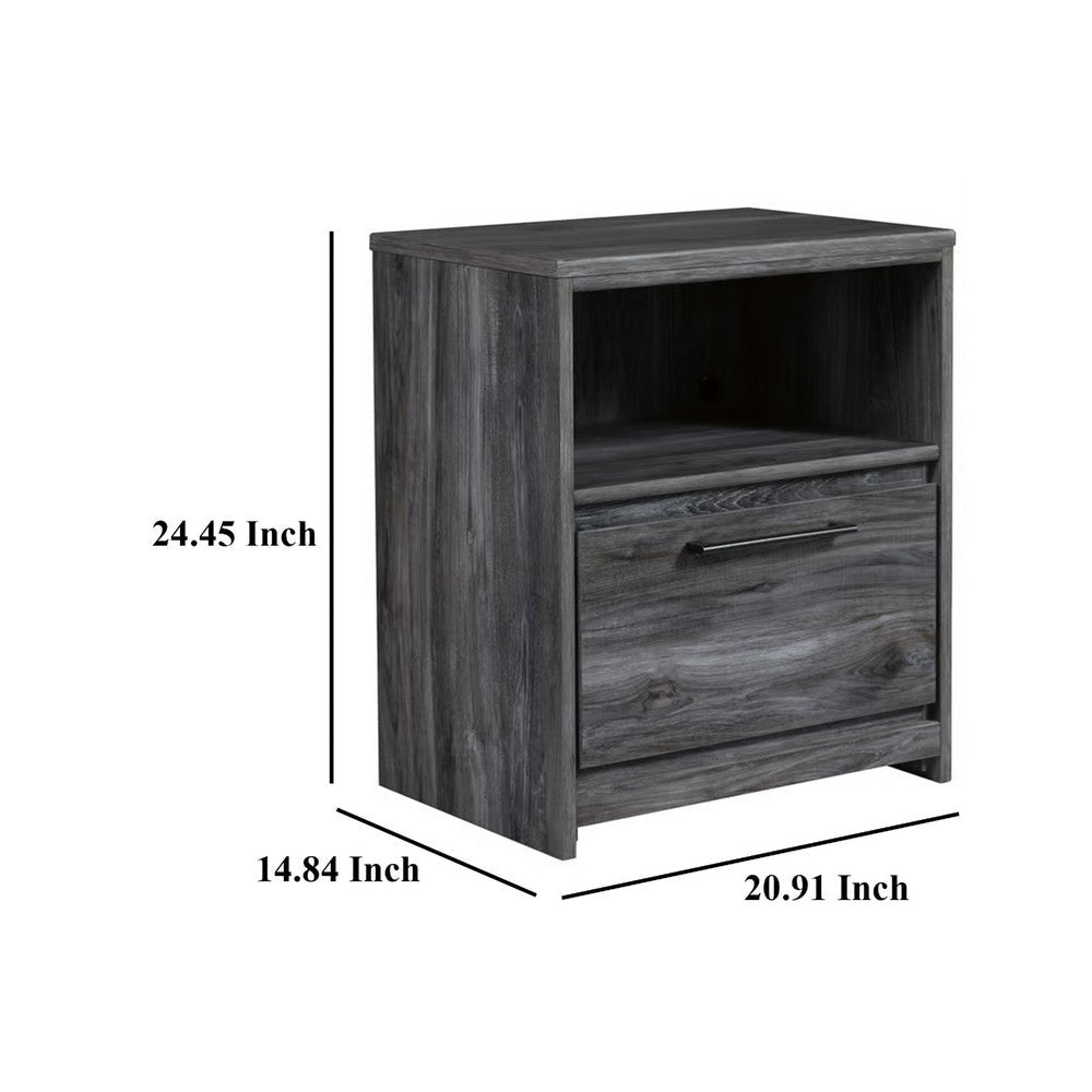 Ashley Bays Nightstand | 1 Drawer USB Port | Modern Laminate Smoky Gray BM333020