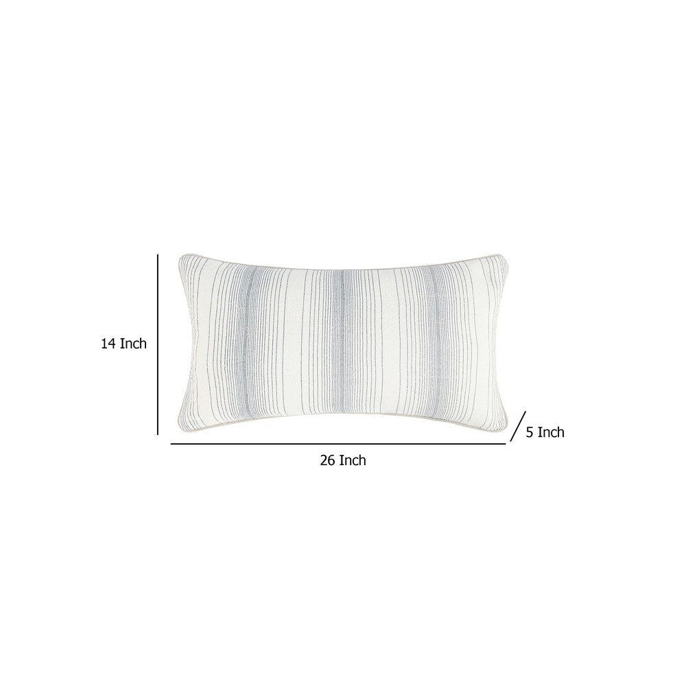 Lumbar Accent Throw Pillow | 14x26 | Cotton Linen Blend | Blue Striped