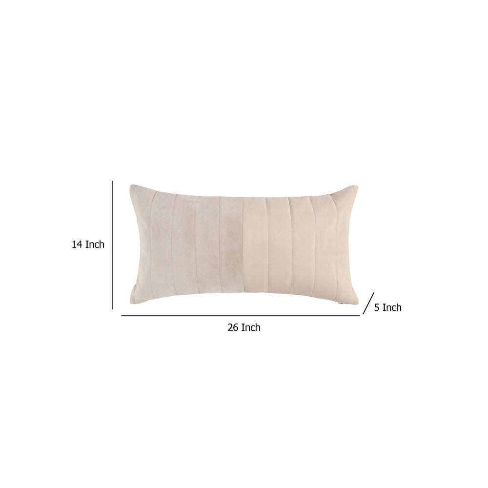 Lumbar Accent Throw Pillow | 14x26 | Color Block Design Beige Leather
