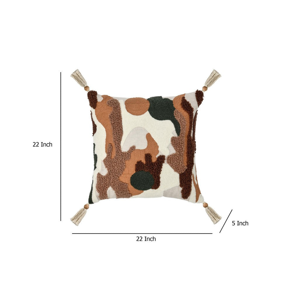 Kart Square Accent Throw Pillow | 22’’ | Brown White Cowhide Design BM333047