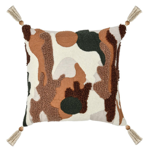 Kart Square Accent Throw Pillow | 22" | Brown White Cowhide Design