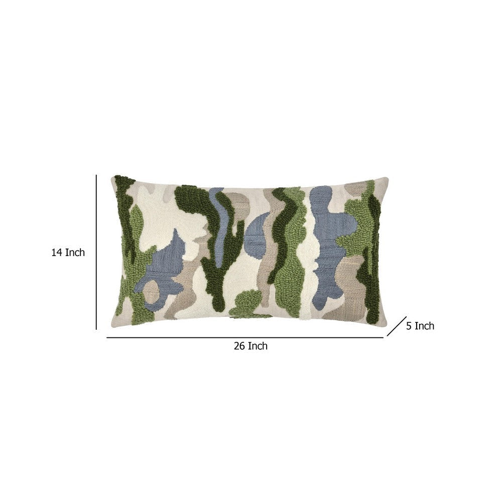 Kart Lumbar Accent Throw Pillow | 14x26 | Green White Camouflage BM333048