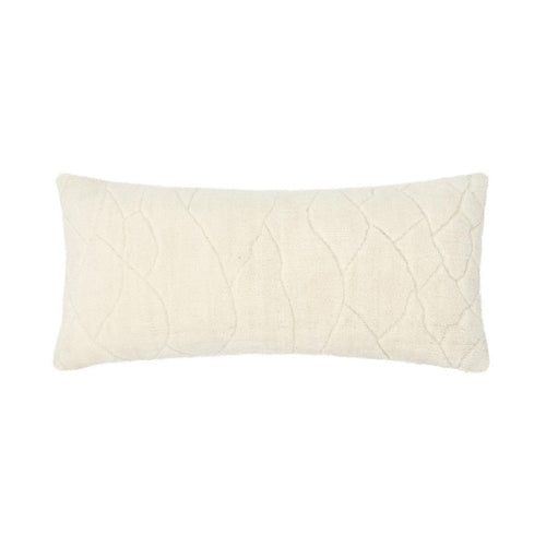 Lumbar Accent Throw Pillow | 16x36 Hand Tufted Organic Design | Ivory