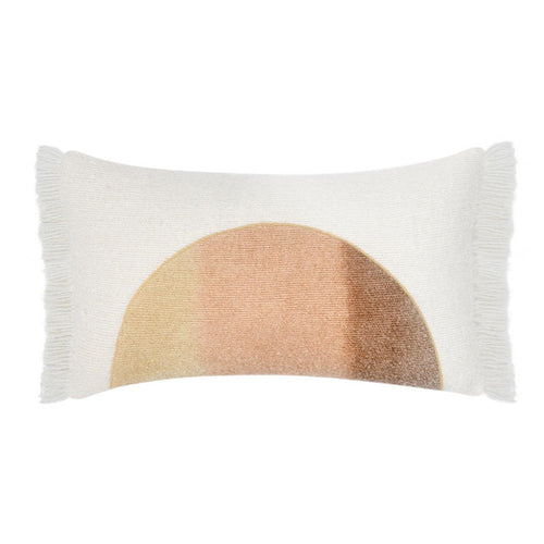 Lumbar Accent Throw Pillow | 14x26 | Hand Dip Dyed Half Circle | Ivory