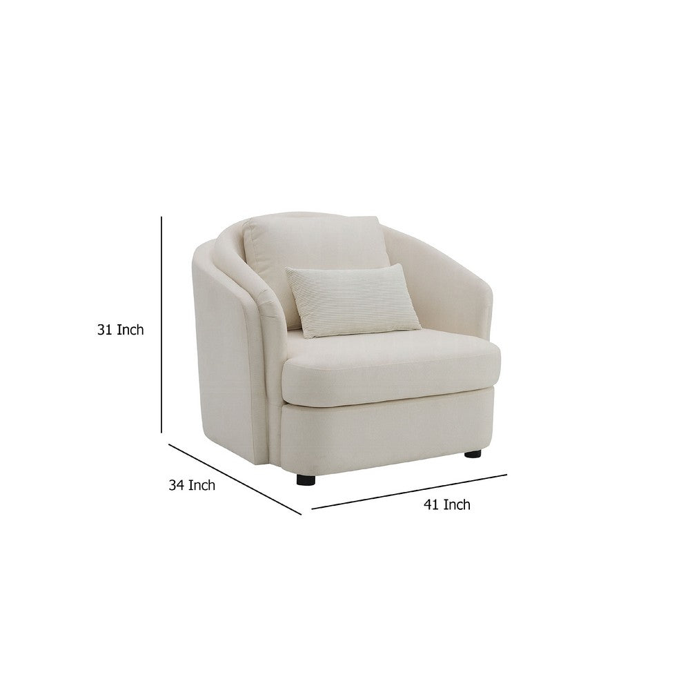 Riku Accent Armchair | 2 Lumbar Pillows | Soft Beige Linen Seating