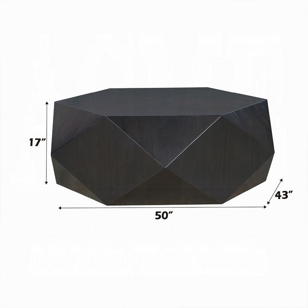 Hano Coffee Table | Black Rubberwood | 50’’ | Modern Geometric Body BM333066