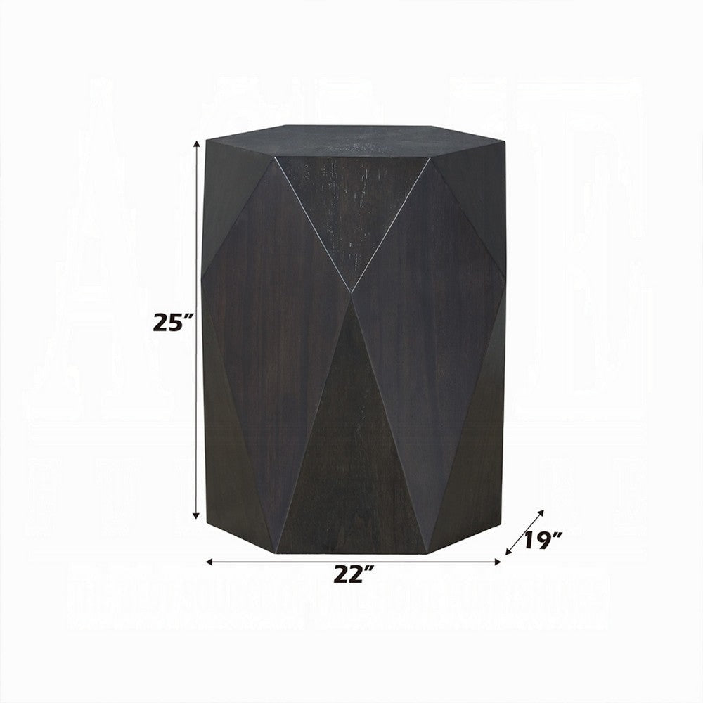 Hano Side End Table | Black Rubberwood | 22’’ Modern Geometric Body BM333067