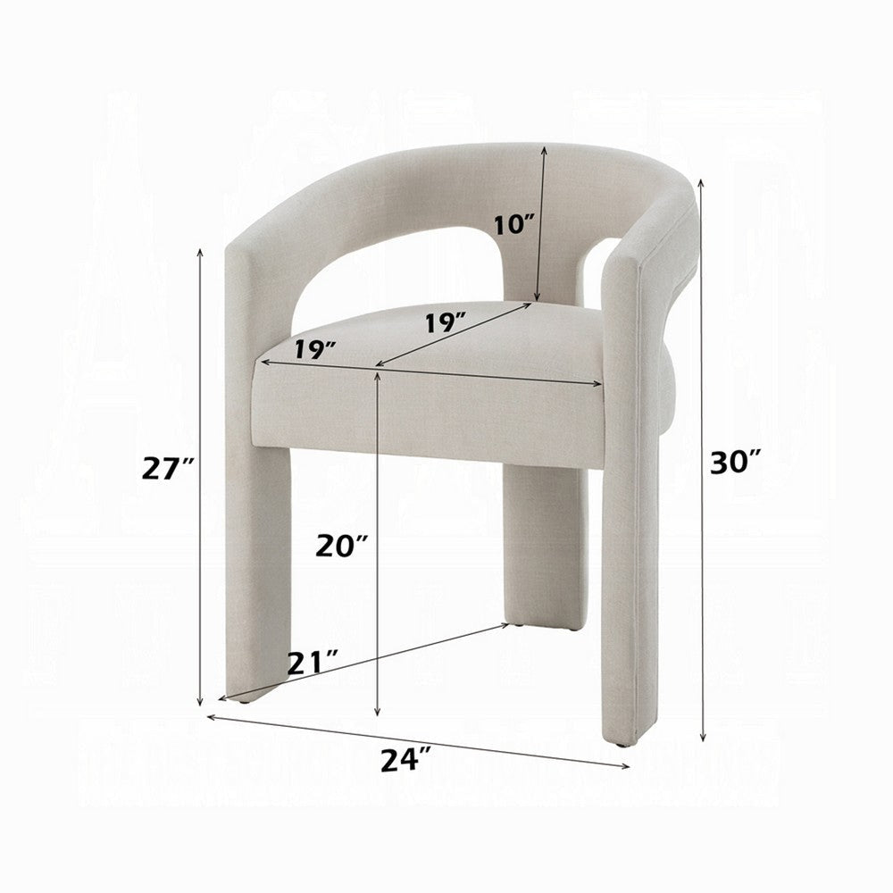 Gamo Set of 2 Side Dining Chair | Rounded Back | Modern White Chenille BM333072