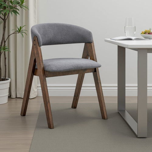 Koko Side Dining Chair Set of 2 | Gray Padded Seat | Walnut Brown Wood