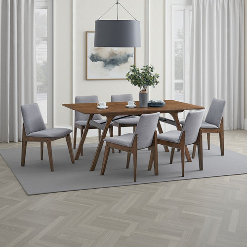 Lumy Dining Table | 59" | Rectangular Top | Walnut Brown Rubberwood