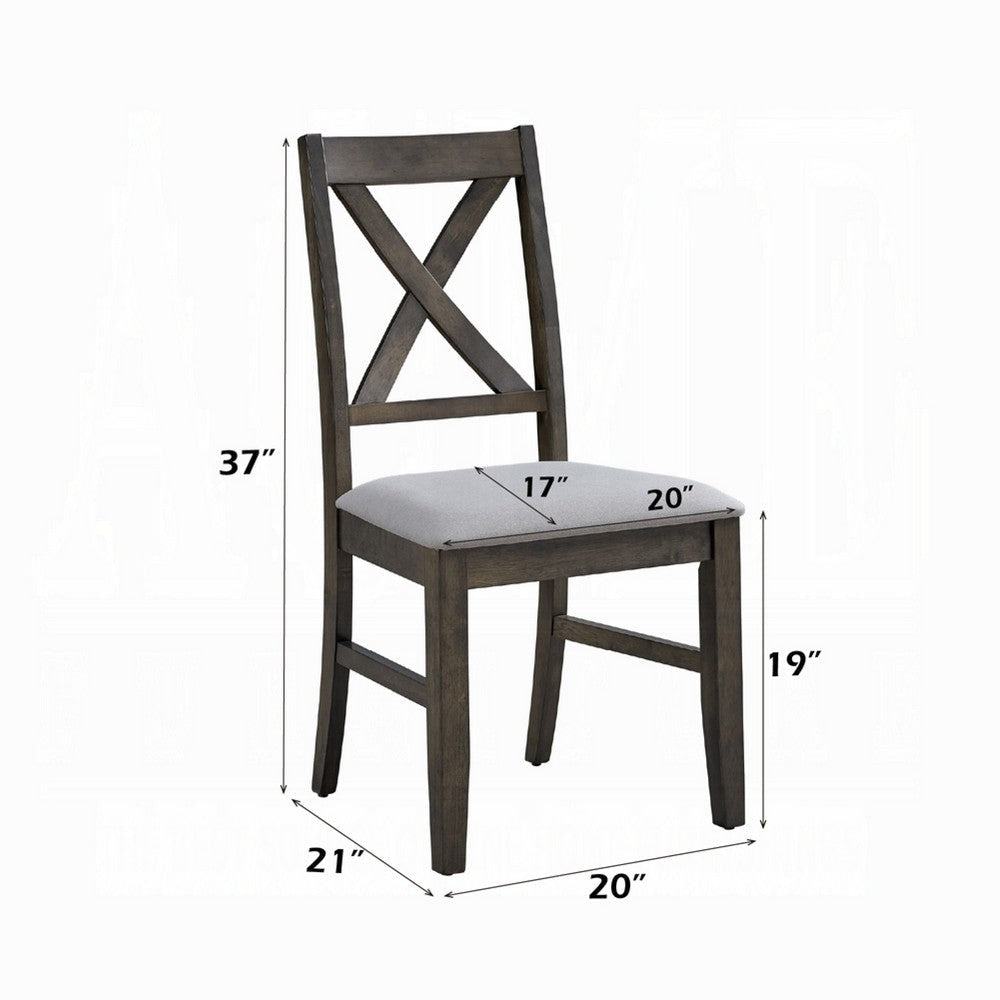 Side Dining Chair Set of 2 | X Farmhouse Back | Padded Gray and Beige BM333080