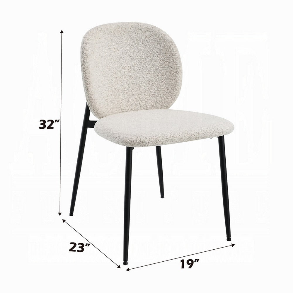 Laus Side Dining Chair Set of 2 | White Boucle | Sleek Black Metal BM333090