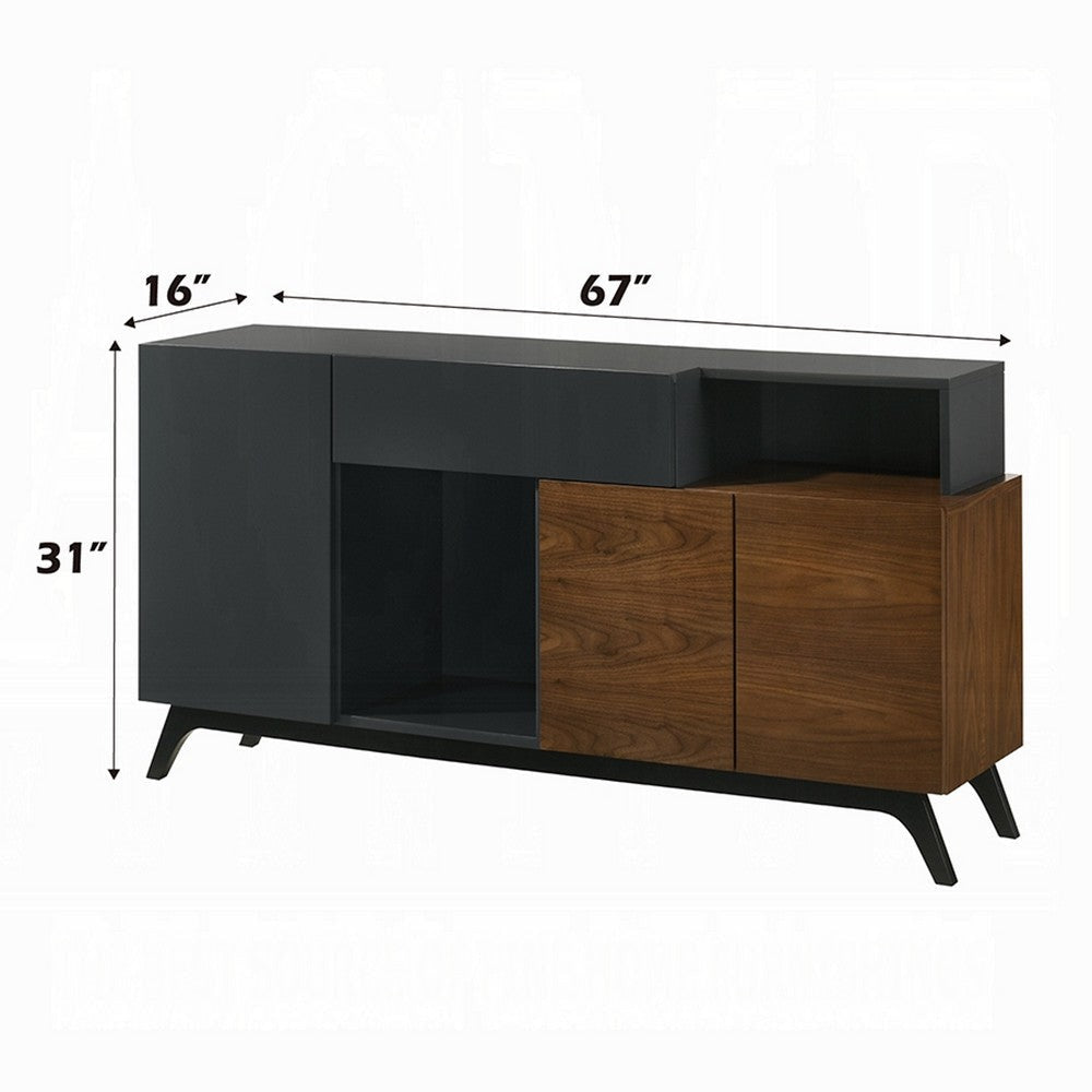 Diny Sideboard Buffet Console | Sliding Door | Black and Brown 67’’ BM333094