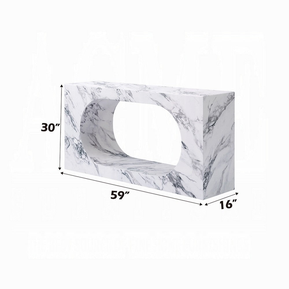Ritzy Console Table | White Marble Faux Stone | Modern Design | 59’’ BM333101