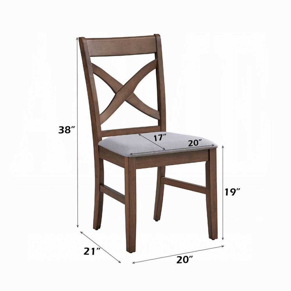 Feri Side Dining Chair Set of 2 | Gray Foam Cushion | Farmhouse Brown BM333104