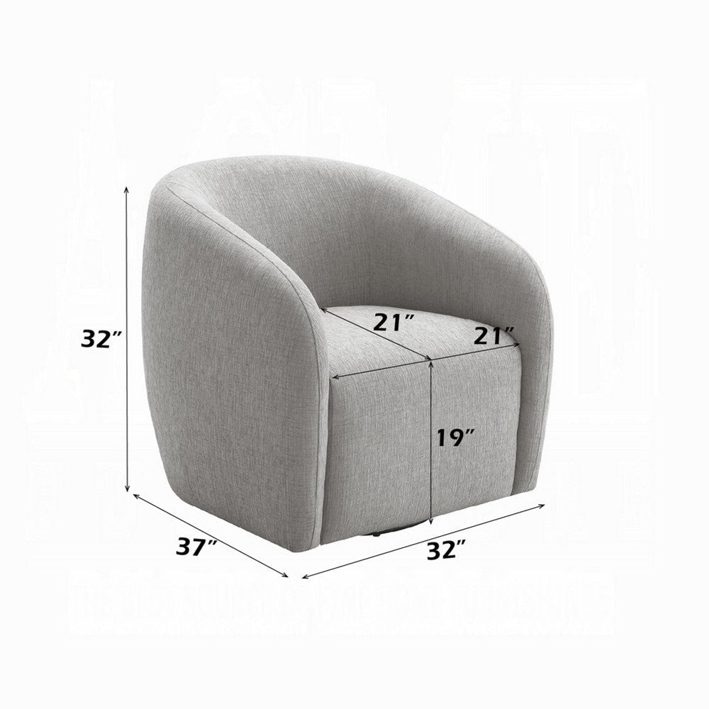 Tiena Swivel Accent Chair | Modern Rounded Back | Light Gray Linen BM333112
