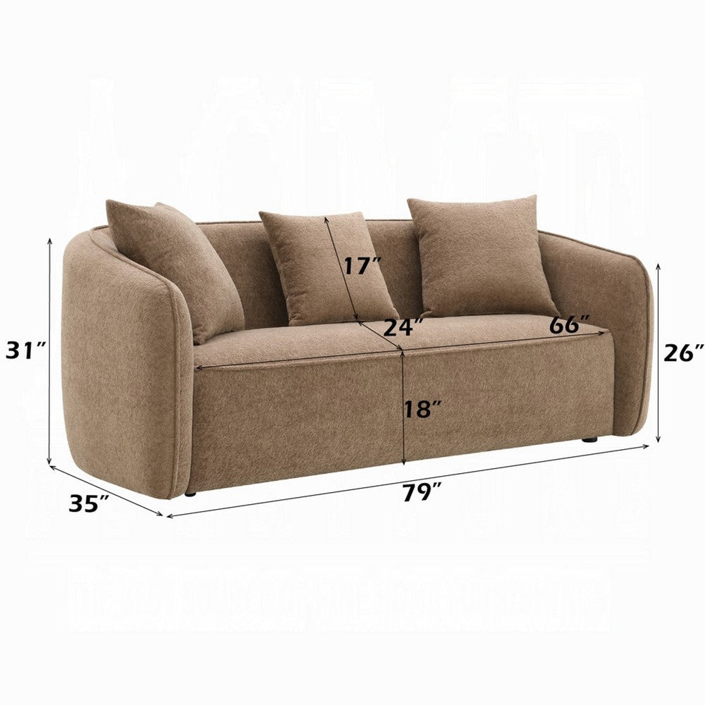 Keina Sofa | 3 Accent Pillows | Modern Soft Brown Chenille | 79’’ BM333113