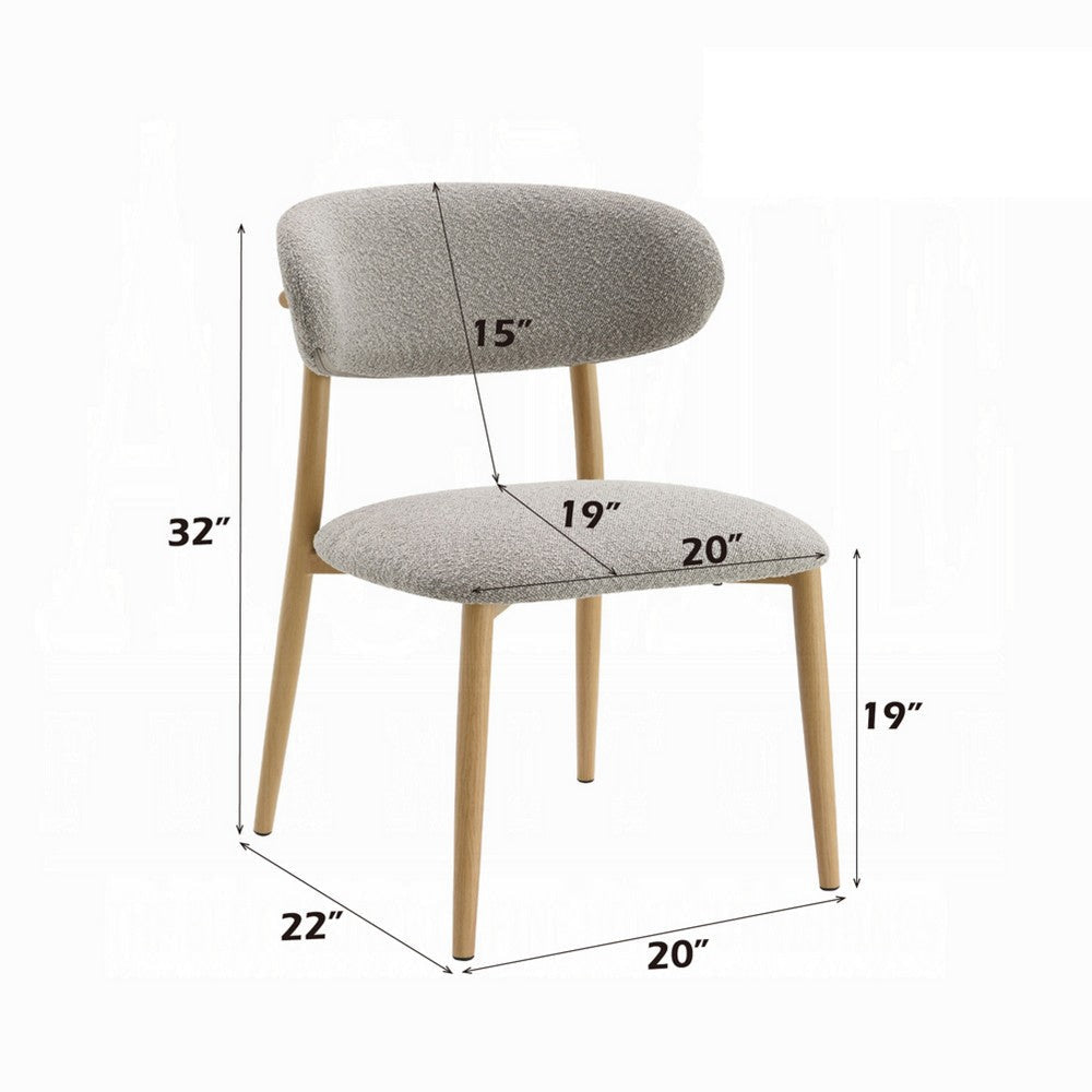 Kacie Side Dining Chair Set of 2 | Gray Boucle | Natural Brown Wood BM333123