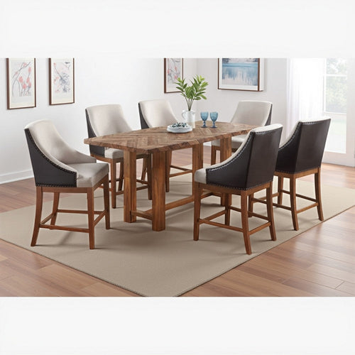 Elsie Counter Height Dining Table | Brown Wood | Rectangular 71" Top
