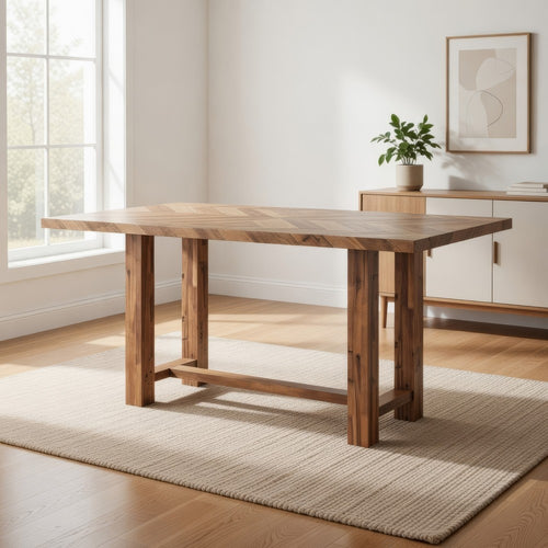 Elsie Counter Height Dining Table | Brown Wood | Rectangular 71" Top