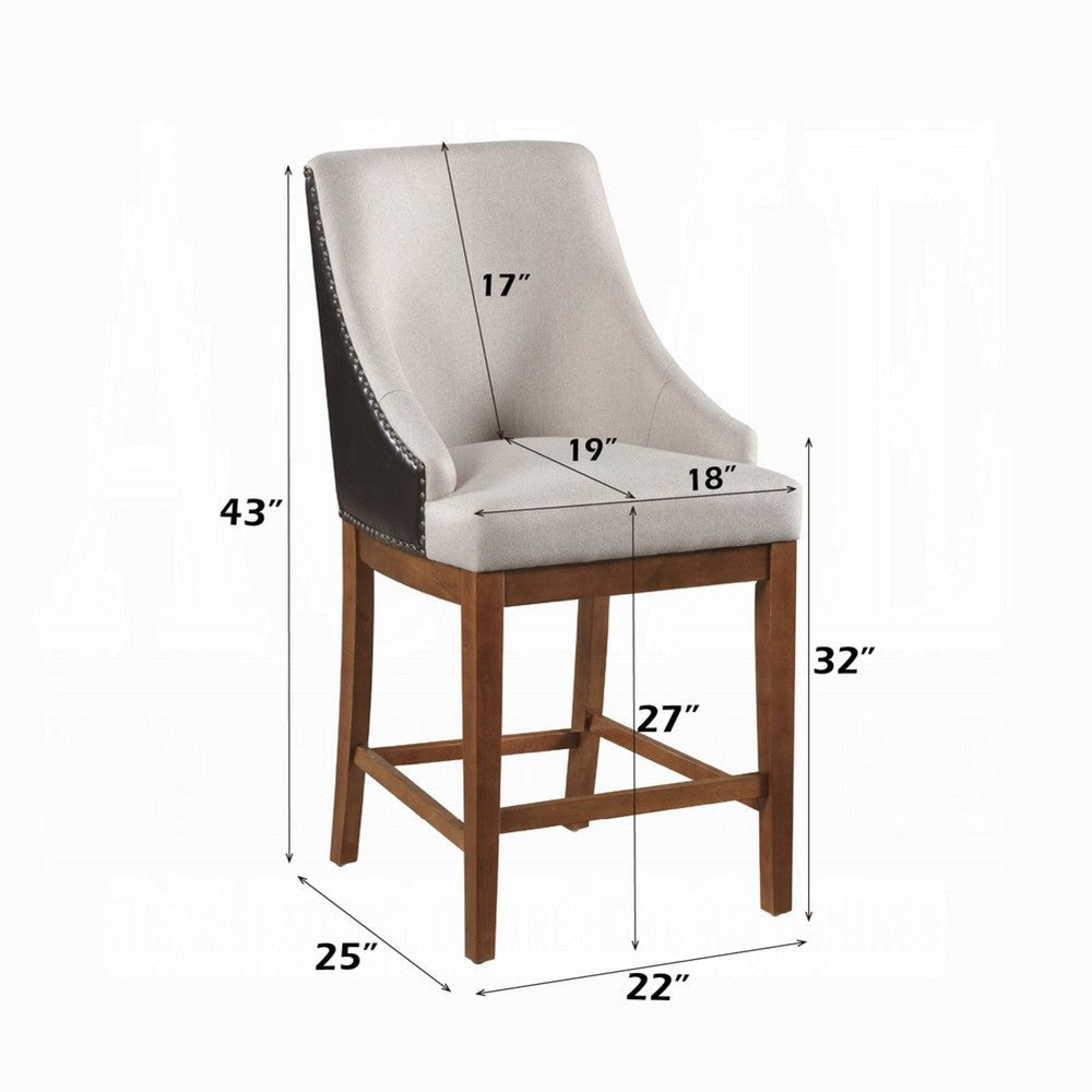 Elsie Counter Height Chair Set of 2 | Black Faux Leather | Gray Fabric BM333125