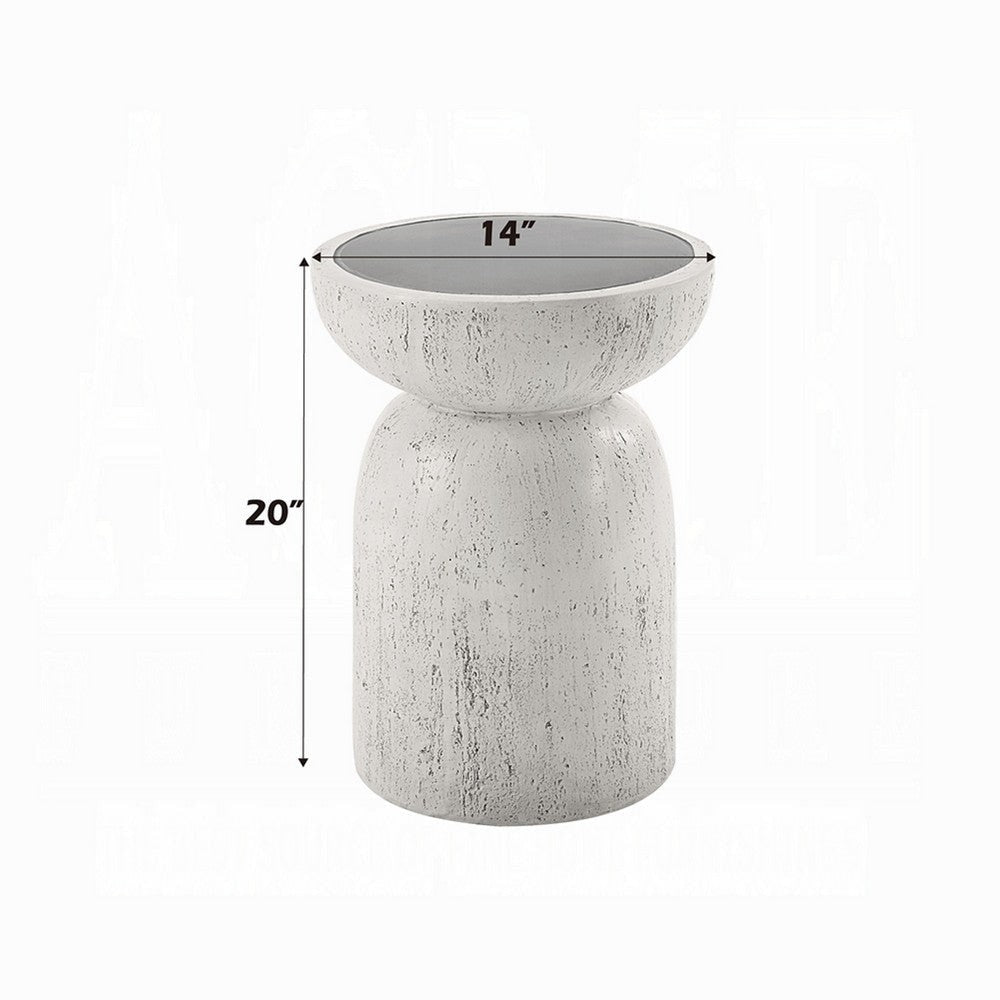 Elyana Accent Table | Sculpted Natural Gray Cement | Round 14’’ Top BM333130