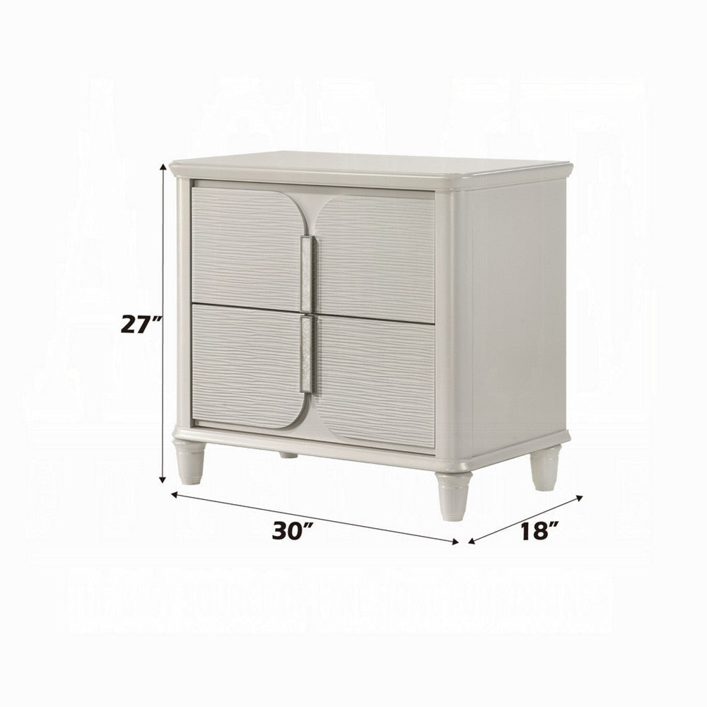 Veda Nightstand | Elegant Pearl White Wood | 2 Modern Drawers | 30’’ BM333137