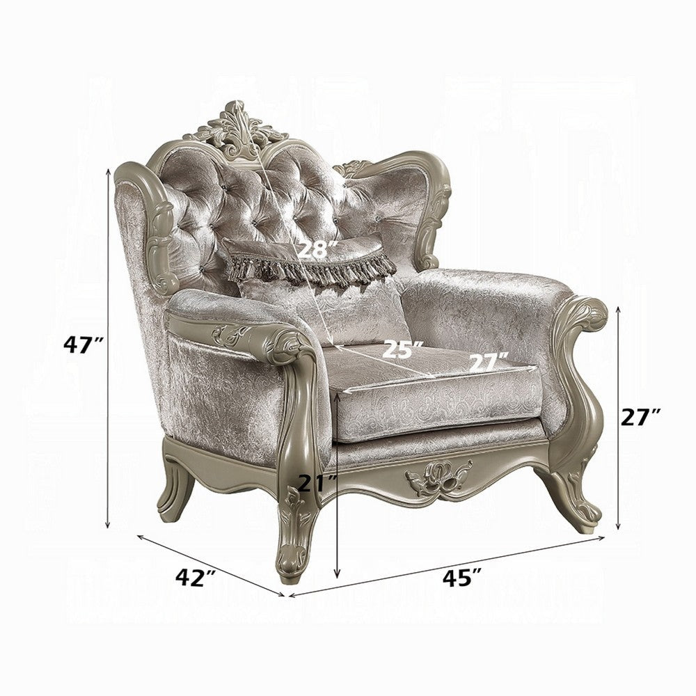 Bertha Accent Chair | European Ornate Carved Beige | Champagne Wood BM333142