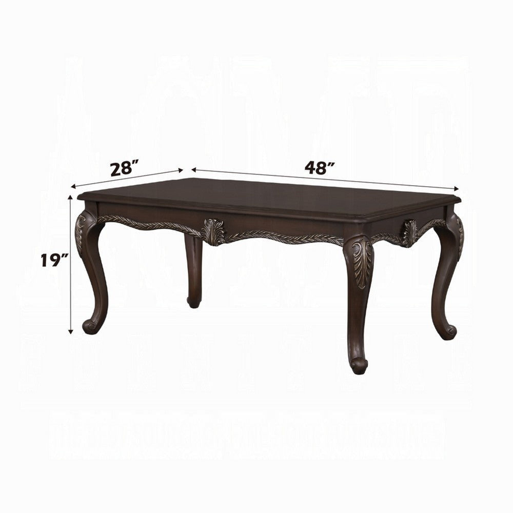 Reese Coffee Table | European Carved Classic Cherry Brown Wood | 48’’ BM333146