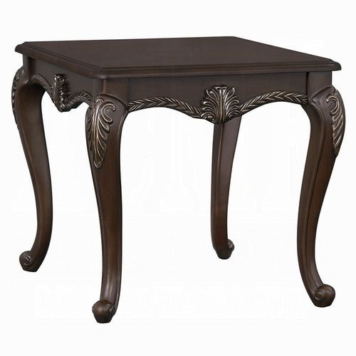 Reese Side Table | European Carved Classic Cherry Brown Wood | 28"