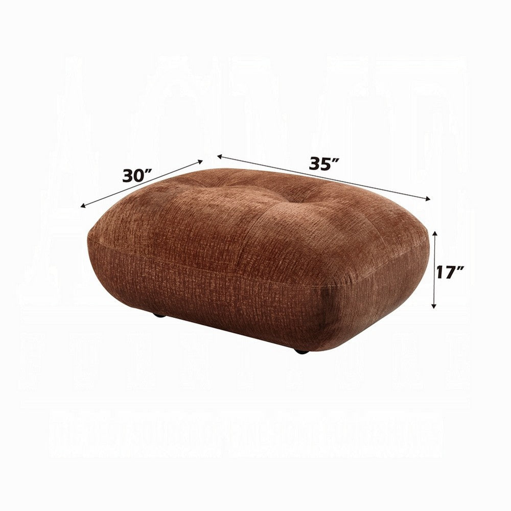 Erico Ottoman | Tufted Rust Brown Chenille | Foam Cushion Top | 35’’ BM333152
