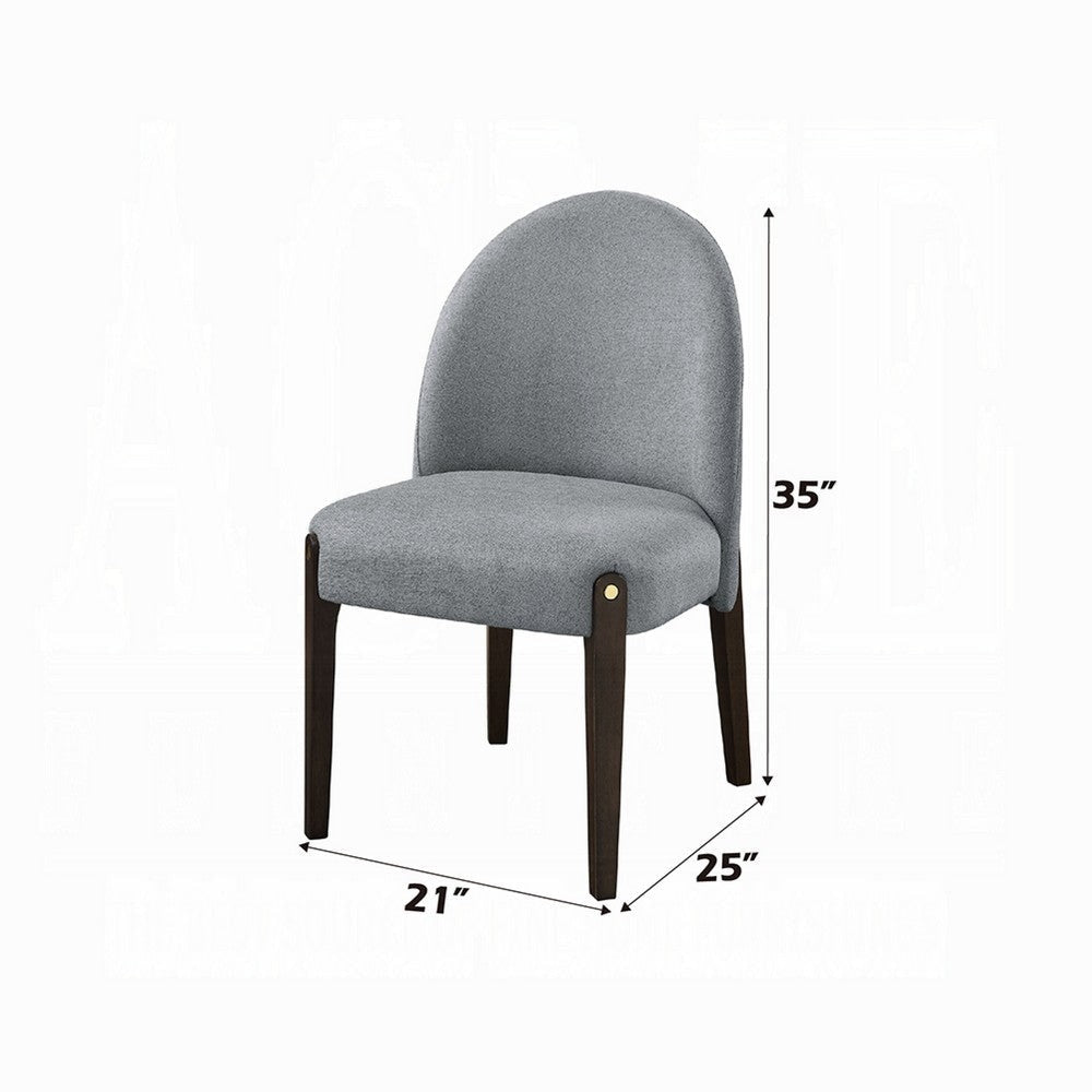 Jeh Side Dining Chair Set of 2 | Gray Chenille | Espresso Brown Wood BM333156
