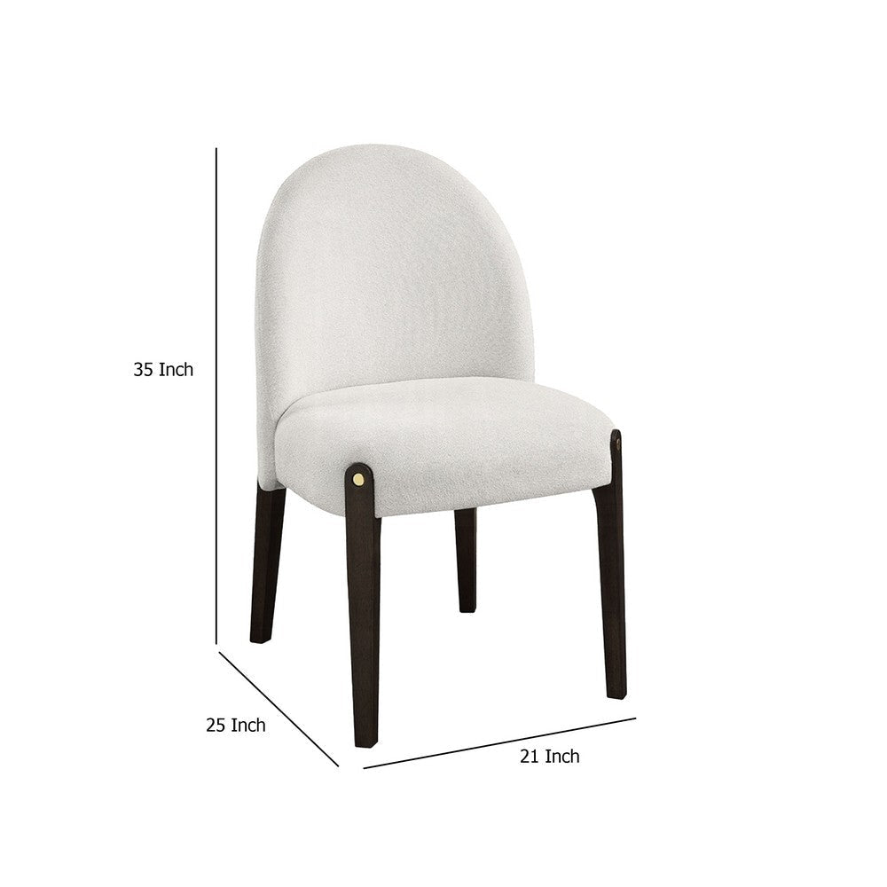 Jeh Side Dining Chair Set of 2 | Beige Chenille | Espresso Brown Wood BM333157