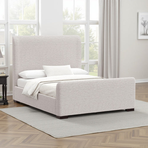 Deli Queen Bed | Gray Linen Upholstery | Modern Wingback Headboard