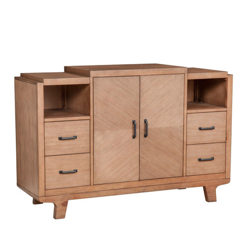 Rejo Sideboard Console 2 Door Cabinet | Natural Brown Pine Wood 54"