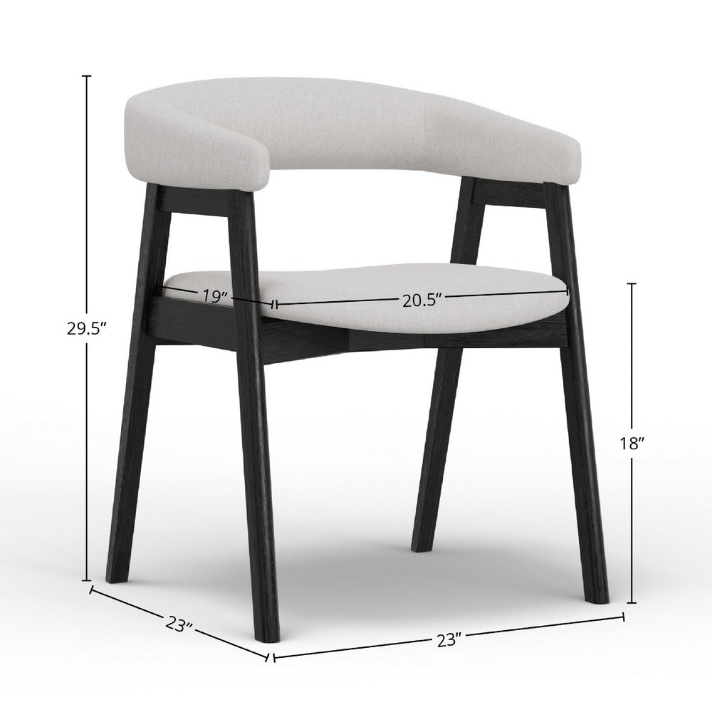 Vecy Dining Chair Set of 2 | Curved Back | Gray Fabric | Vintage Black BM333203