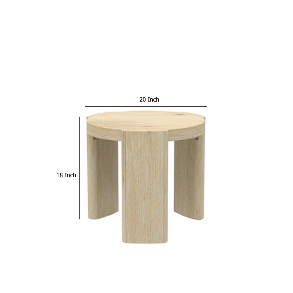 Lony Side End Table | 20’’ Round | Modern Panel Legs | Natural Brown BM333214