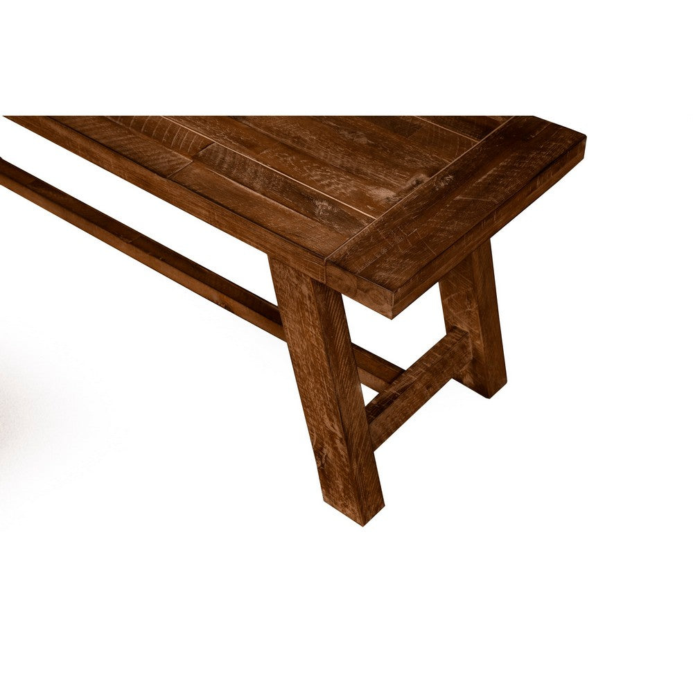 Bela Dining Bench | 60" Rectangular Seat | Rich Brown Acacia Wood