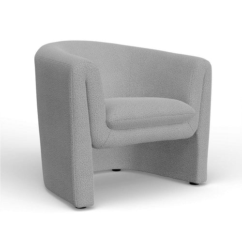 Hery Accent Chair | Barrel Back | Gray Upholstery | Solid Acacia Wood