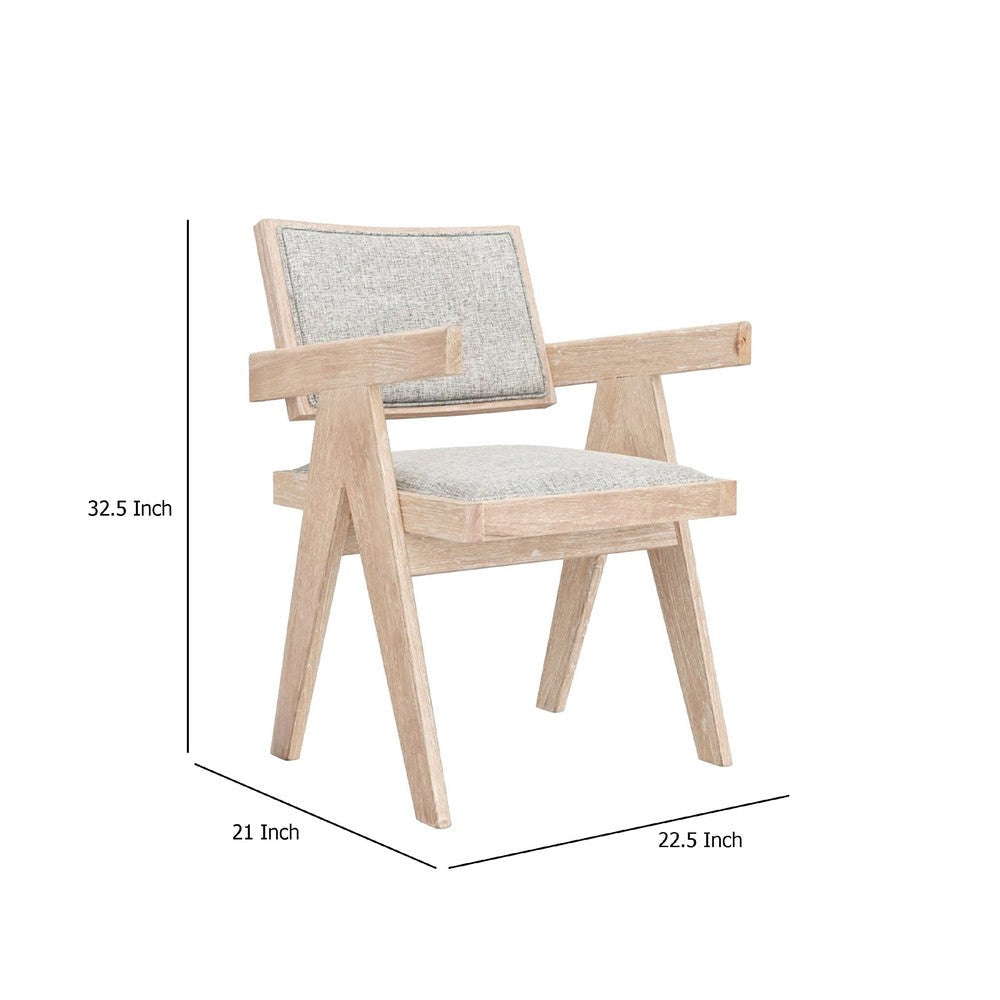 Hela Dining Armchair Set of 2 | Gray | Driftwood Brown Rubberwood BM333224