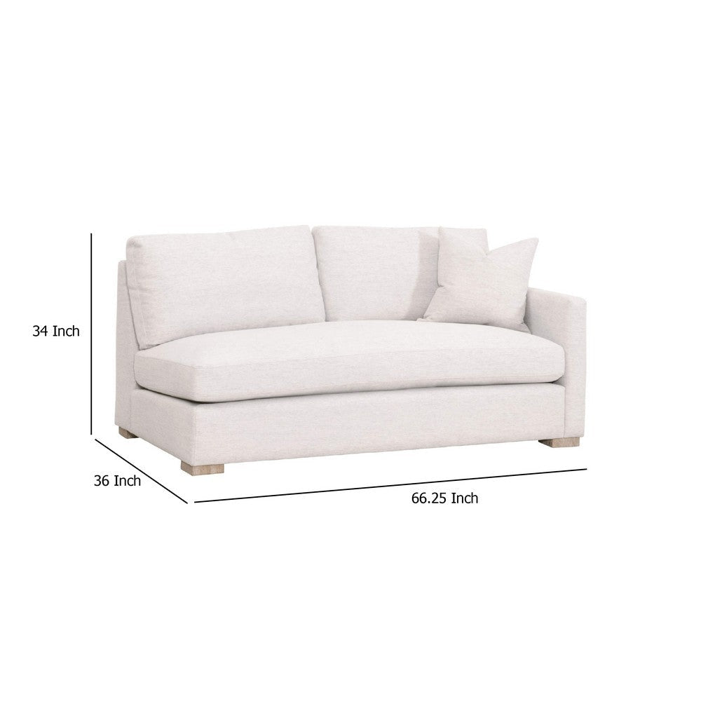 Racz Modular Right Arm Sofa | 1 Accent Throw Pillow | Light Gray White BM333228