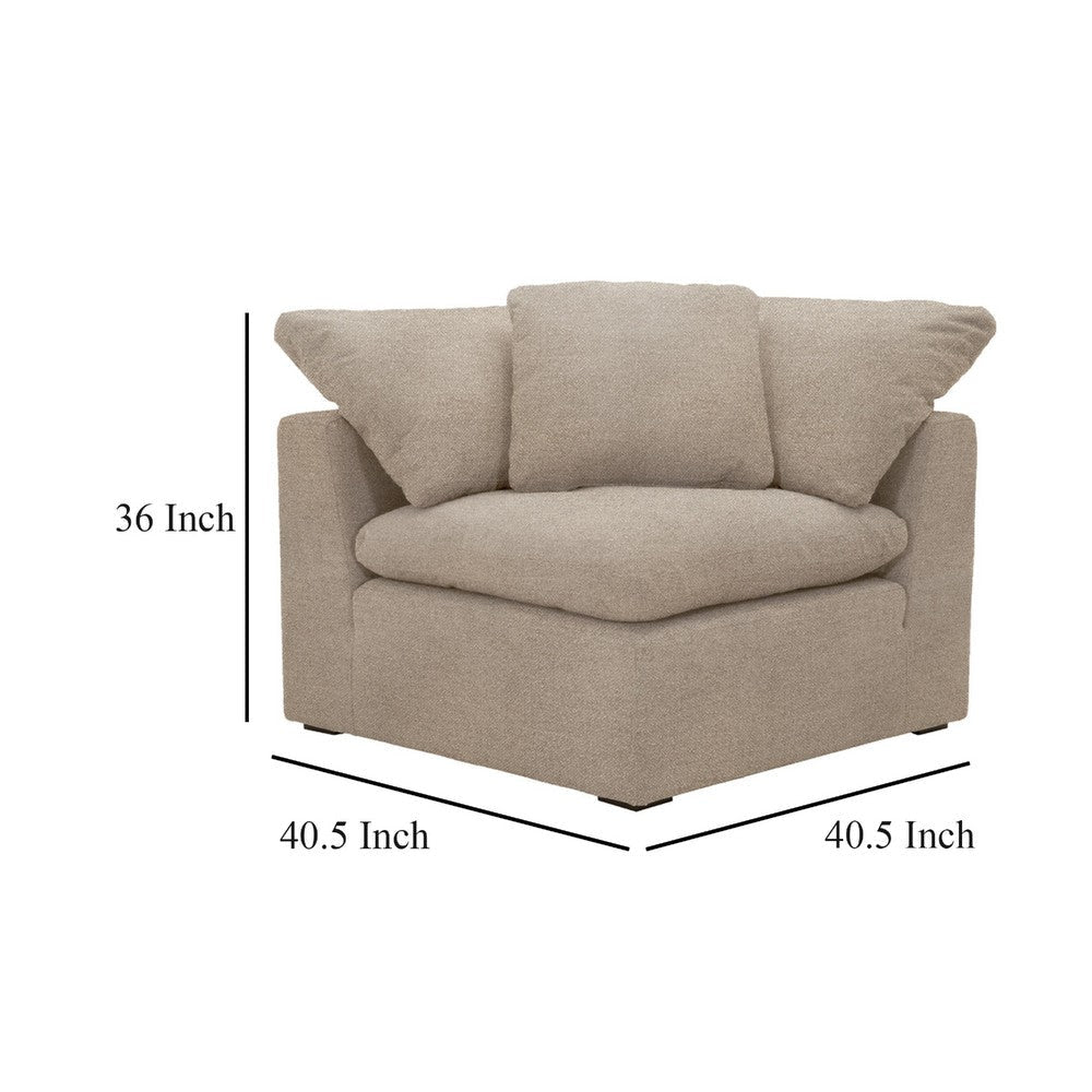 Lyra Modular Corner Chair | 1 Square Throw Pillow | Solid Wood | Brown BM333231