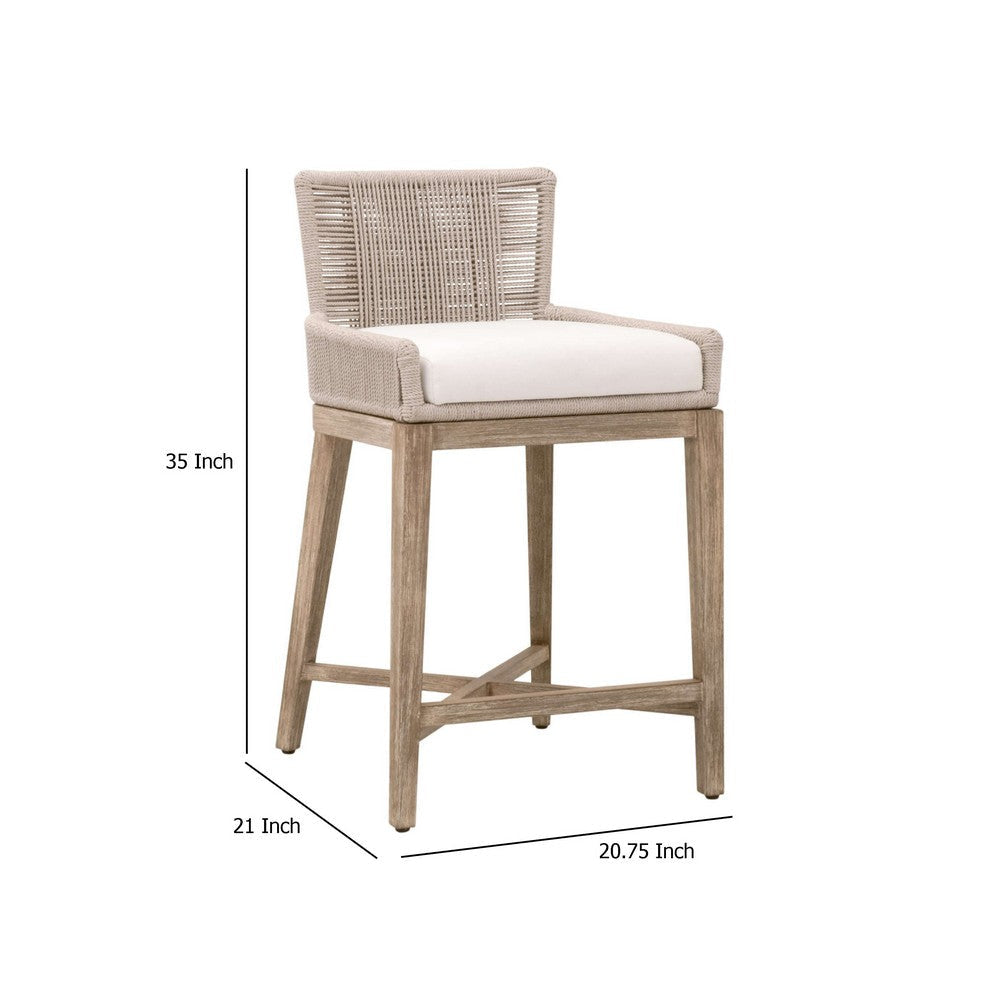 Ozy Counter Stool Chair | Rustic Gray Wood | Farmhouse Rope Design BM333237