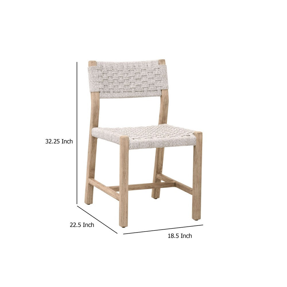 Kix Outdoor Dining Chair Set of 2 | Solid Teak Wood White Speckle Rope BM333242