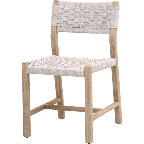 Kix Outdoor Dining Chair Set of 2 | Solid Teak Wood White Speckle Rope